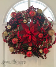 Load image into Gallery viewer, Poinsettia Christmas Wreath
