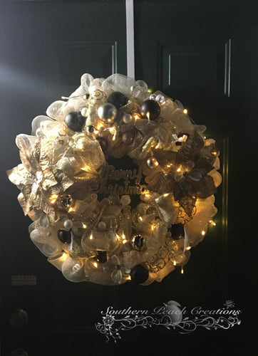 Gold and Brown Christmas Wreath