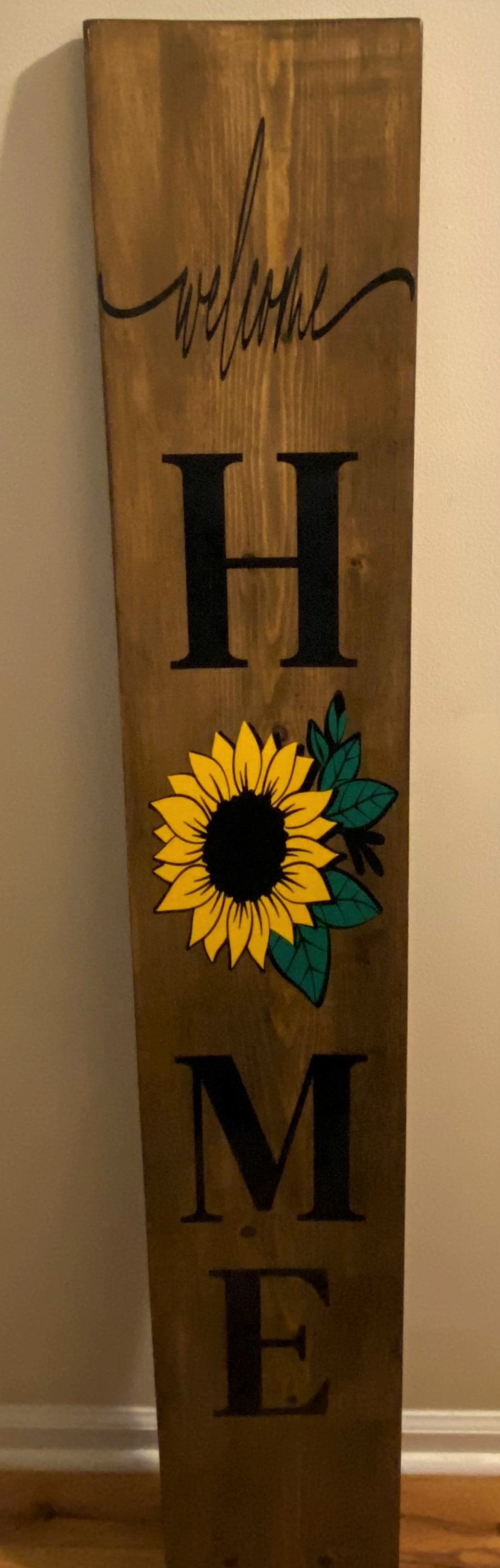 sunflower welcome wood sign