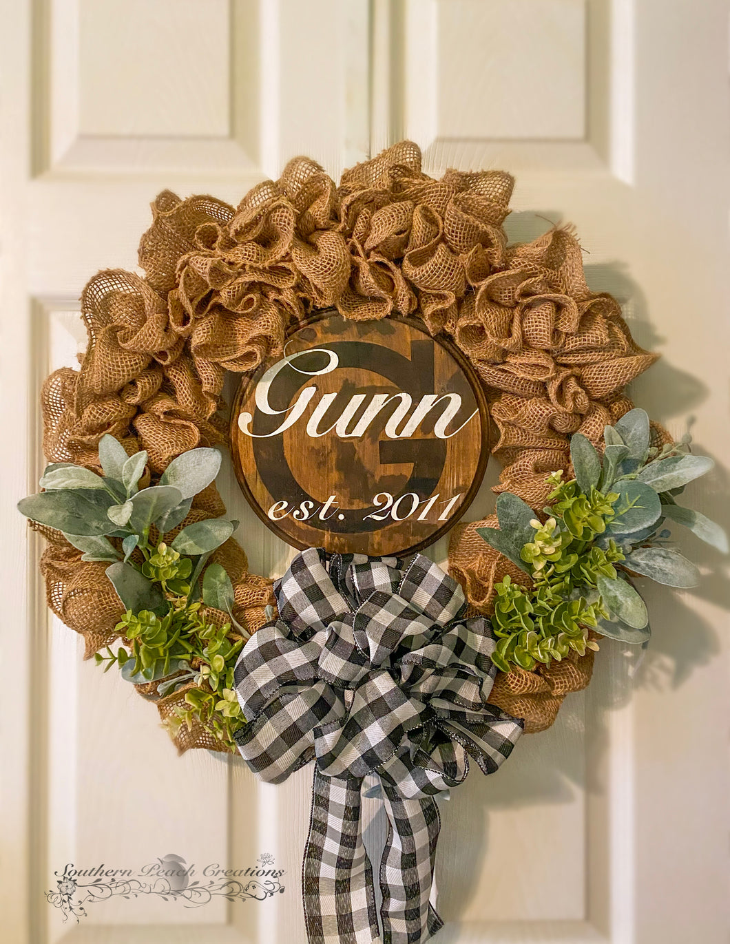 Everyday Burlap Wreath Black and White Bow